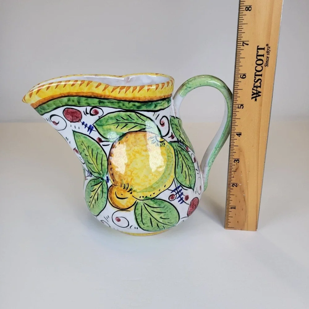 Vintage Hand-Painted Stresa Italy Pitcher Lemon Limone Lake Maggiore‎ Ceramic 6